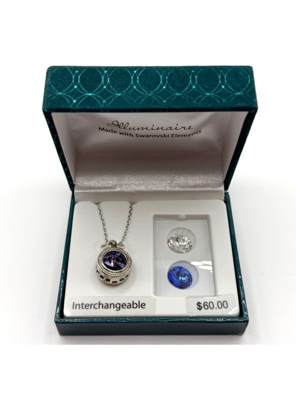 NWT Illuminaire Silver Plated Necklace With Interchangeable Swarovski Elements P